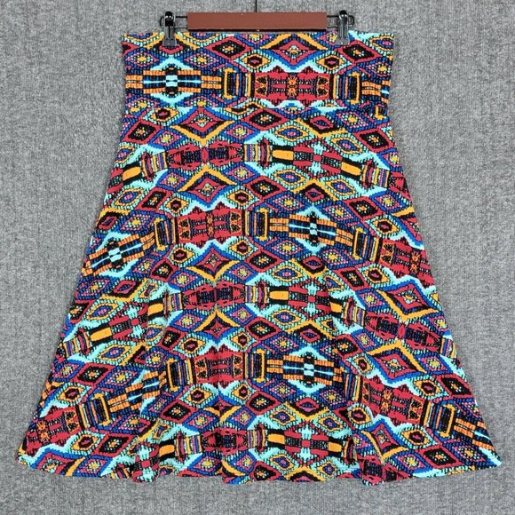 LuLaRoe Dresses & Skirts - LuLaRoe Skirt Womens 2XL Multi-Color Aztec Geometric Print Below Knee Pull On